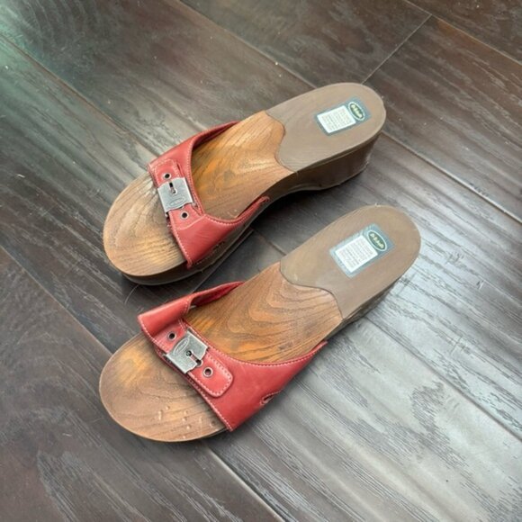 Womens Dr Scholl s Original Slide 9 leather clog sandal y2k outdoor summer - Picture 2 of 9